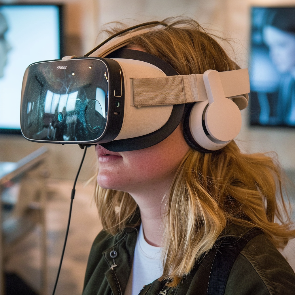 Woman wearing VR headset